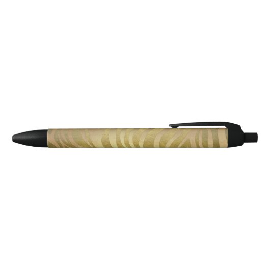 Golden Bronze Zebra Print Oerwoud Safari Glam Zwarte Inkt Pen (Bovenkant)