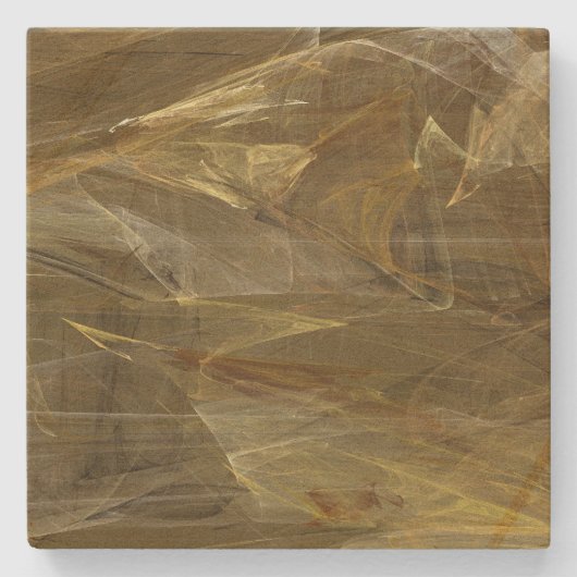 Golden Brown Abstract Fractal Square Onderzetter (Voorkant)