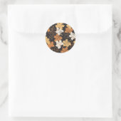 Golden Brown Autumn Pattern Black Ver Ronde Sticker (Tas)