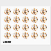 Golden Brown Autumn Pattern White Ver Ronde Sticker (Vel)