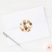 Golden Brown Autumn Pattern White Ver Ronde Sticker (Envelop)
