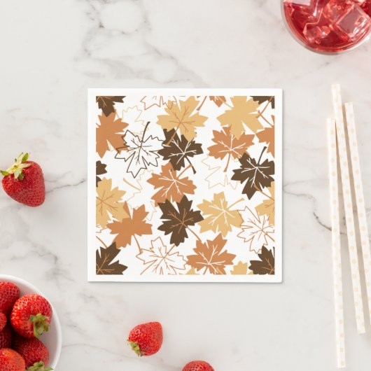 Golden Brown Autumn Pattern White Ver Servet (Insitu)
