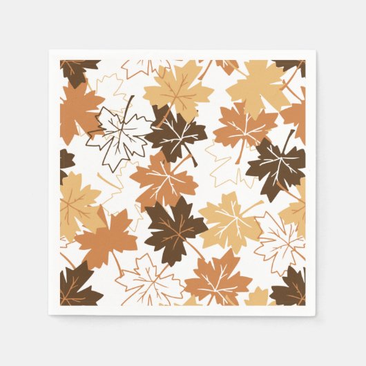 Golden Brown Autumn Pattern White Ver Servet (Voorkant)