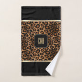 Golden Brown & Black Leopard Pattern - Monogram Bad Handdoek (Handdoek)