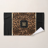 Golden Brown & Black Leopard Pattern - Monogram Bad Handdoek (Handdoek)
