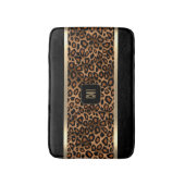 Golden Brown & Black Leopard Pattern - Monogram Badmat (Voorkant Verticaal)