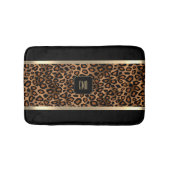 Golden Brown & Black Leopard Pattern - Monogram Badmat (Voorkant)