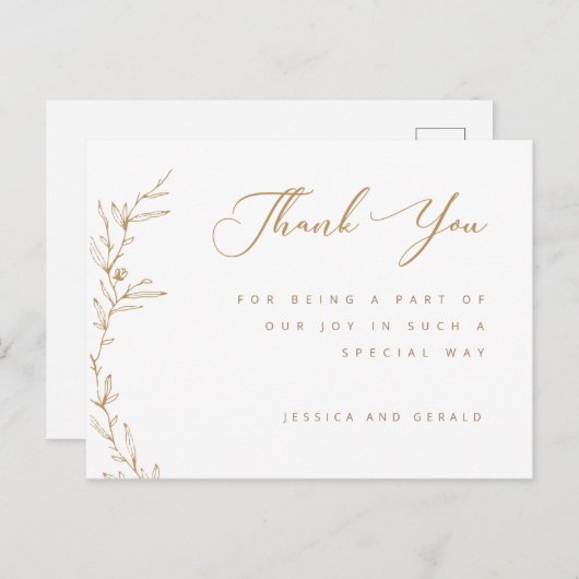 Golden Brown Botanical Branch Dank u Briefkaart (Voorkant / Achterkant)