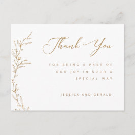 Golden Brown Botanical Branch Dank u Briefkaart