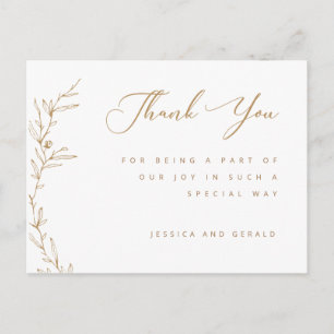 Golden Brown Botanical Branch Dank u Briefkaart