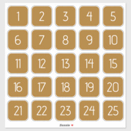 Golden Brown Customizable Square Number Stickers