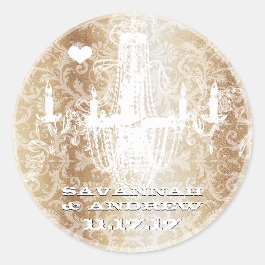 Golden Brown  Damask Chandelier Stickers (Voorkant)