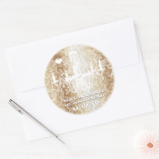 Golden Brown Damask Chandelier Stickers (Envelop)