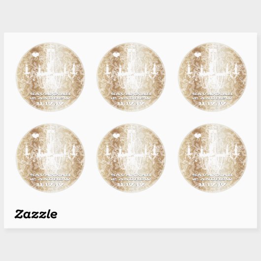 Golden Brown Damask Chandelier Stickers (Vel)