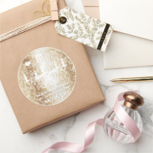 Golden Brown  Damask Chandelier Stickers