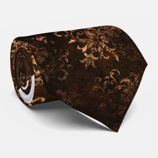 Golden Brown Damask  Gothische Stropdas (Opgerold)