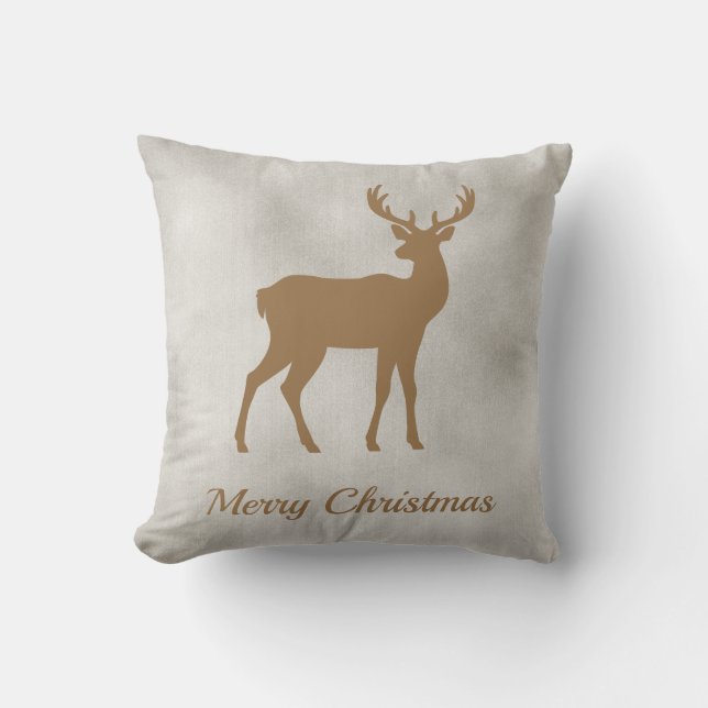 Golden Brown Deer Shape On Faux Velvet Texture Kussen (Voorkant)