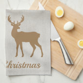 Golden Brown Deer Shapes On Faux Velvet Texture Theedoek (Quarter Fold)