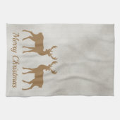 Golden Brown Deer Shapes On Faux Velvet Texture Theedoek (Horizontaal)