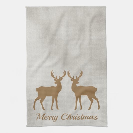 Golden Brown Deer Shapes On Faux Velvet Texture Theedoek (Verticaal)