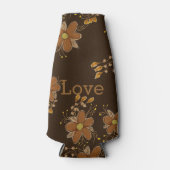 Golden Brown Floral Bottle Sleeve Flesjeskoeler (Voorkant)