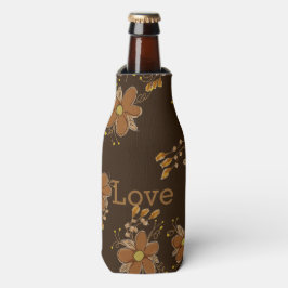 Golden Brown Floral Bottle Sleeve Flesjeskoeler