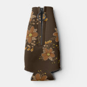 Golden Brown Floral Bottle Sleeve Flesjeskoeler (Achterkant)