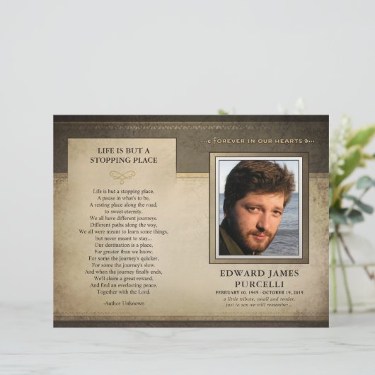 Golden Brown Funeral Memorial Service Programme (Staand voorkant)