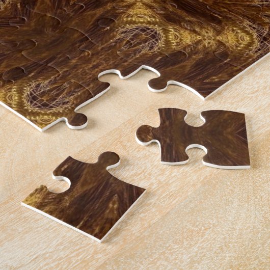 Golden Brown Geometric Art Jigzaag Puzzles Legpuzzel (Zijkant)