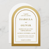 Golden brown gradient elegant wedding kaart (Voorkant / Achterkant)