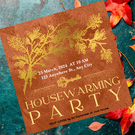 Golden Brown Housewarming Party uitnodiging