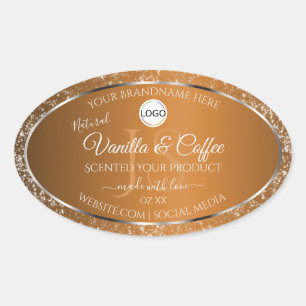 Golden Brown Logo Initialen Glitter Product Labels