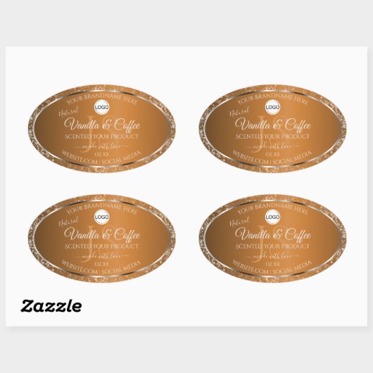Golden Brown Logo Initialen Glitter Product Labels (Vel)