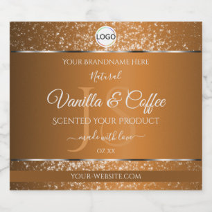Golden Brown Logo Initialen Glitter Product Labels Likeurfles Etiket