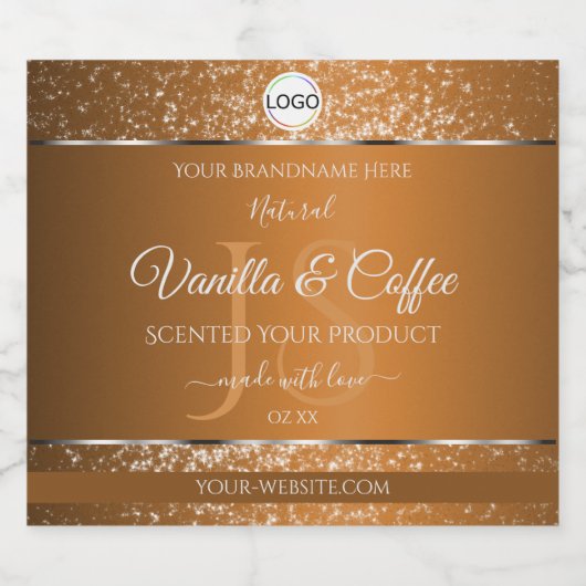 Golden Brown Logo Initialen Glitter Product Labels Likeurfles Etiket (Enkel label)