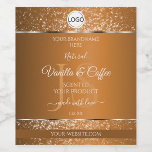 Golden Brown Logo Initialen Glitter Product Labels Wijn Etiket
