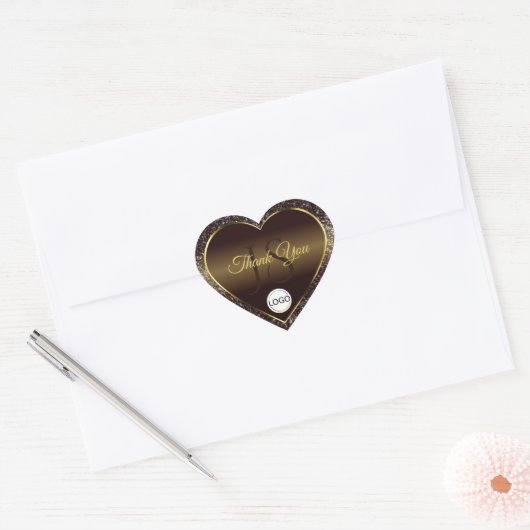 Golden Brown Logo Initialen Glitter Schattige Beda Hart Sticker (Envelop)