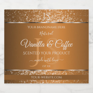 Golden Brown met Glitter Initialen Productlabels Likeurfles Etiket