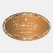 Golden Brown met Glitter Initialen Productlabels Ovale Sticker (Voorkant)