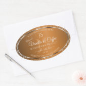 Golden Brown met Glitter Initialen Productlabels Ovale Sticker (Envelop)