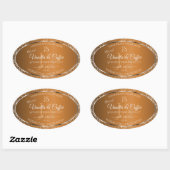 Golden Brown met Glitter Initialen Productlabels Ovale Sticker (Vel)