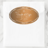 Golden Brown met Glitter Initialen Productlabels Ovale Sticker (Tas)