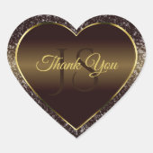 Golden Brown met Glitter Initialen Schattige Bedan Hart Sticker (Voorkant)