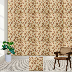 Golden Brown Paw Print Pattern Tegel Tegeltje