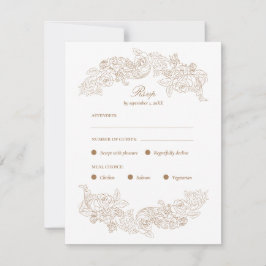Golden Brown Rococo Meal Choice RSVP-kaart RSVP Kaartje