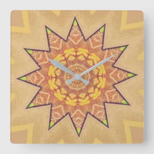 Golden Brown Star Vierkante Klok (Voorkant)