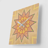 Golden Brown Star Vierkante Klok (Hoek)