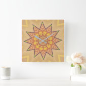 Golden Brown Star Vierkante Klok (Huis)