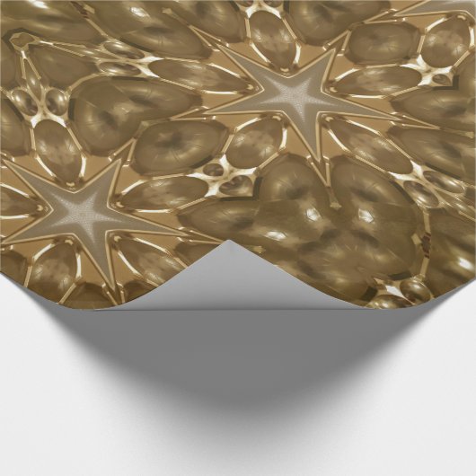 Golden Brown Stars Mirror Pattern Elegant Cadeaupapier (Hoek)