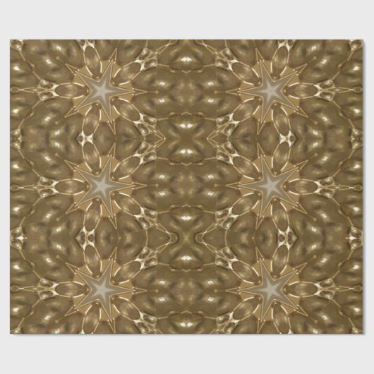 Golden Brown Stars Mirror Pattern Elegant Cadeaupapier (Vlak)